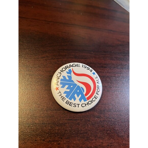 Vintage 1994 Anchorage Alaska Olympic Bid “The‎ Best Choice For All” Button Pin - Picture 1 of 2